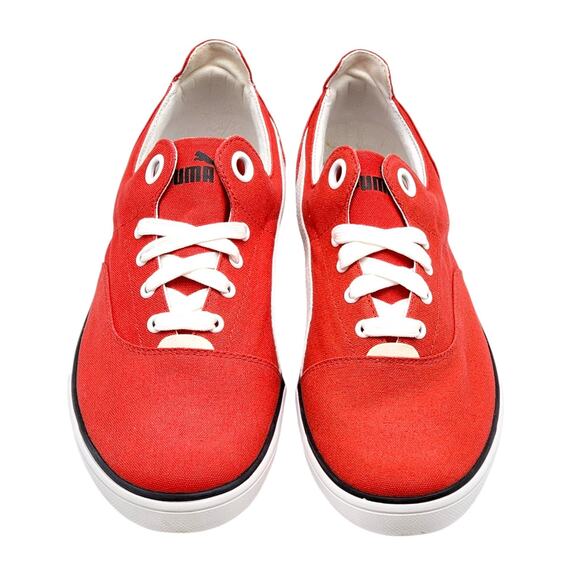 Puma Limnos CAT 3 DP 351497 05 Fiery Red White Canvas Sneakers US 12 EU 46 - New - Picture 4 of 8